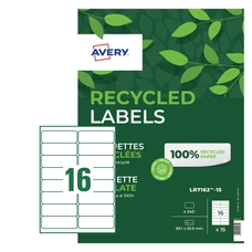 AVERY Recycled Quick PEEL Labels - 99.1x33.9mm - 16 Labels Sheets - Pack of 15